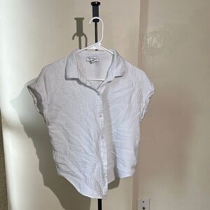 Jessica Simpson Top Womens S White Short Sleeve Button Up Gauze Boho Clean Girl